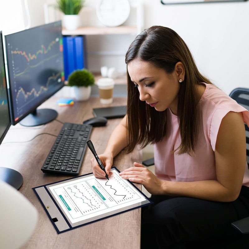 Scribbledo Job Ticket Holders 9x12 50 Pack Black Dry Erase Plastic Sleeves Heavy Duty Clear Sheet Protectors Waterproof and Tear-Resistant Pockets Ideal for Shop Tickets Work Orders and Classroom Use - Image 5